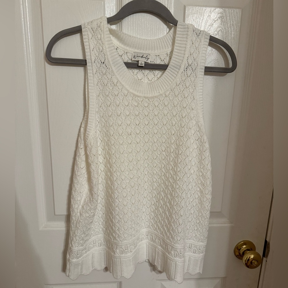 Wonderly White Sweater Tank Size L NWT